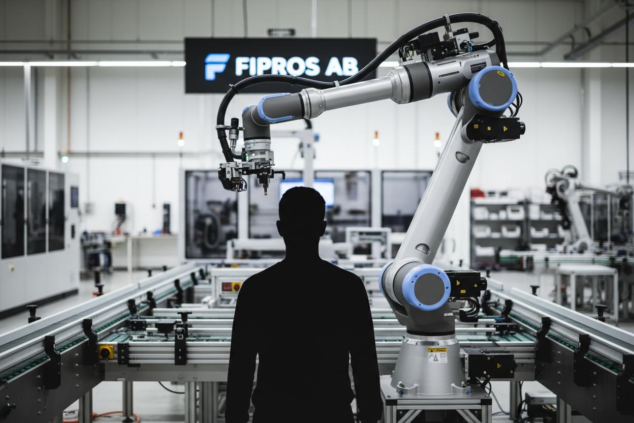 Kim Jensen, Site Manager hos Fipros AB, foran deres fungerende robotanlæg