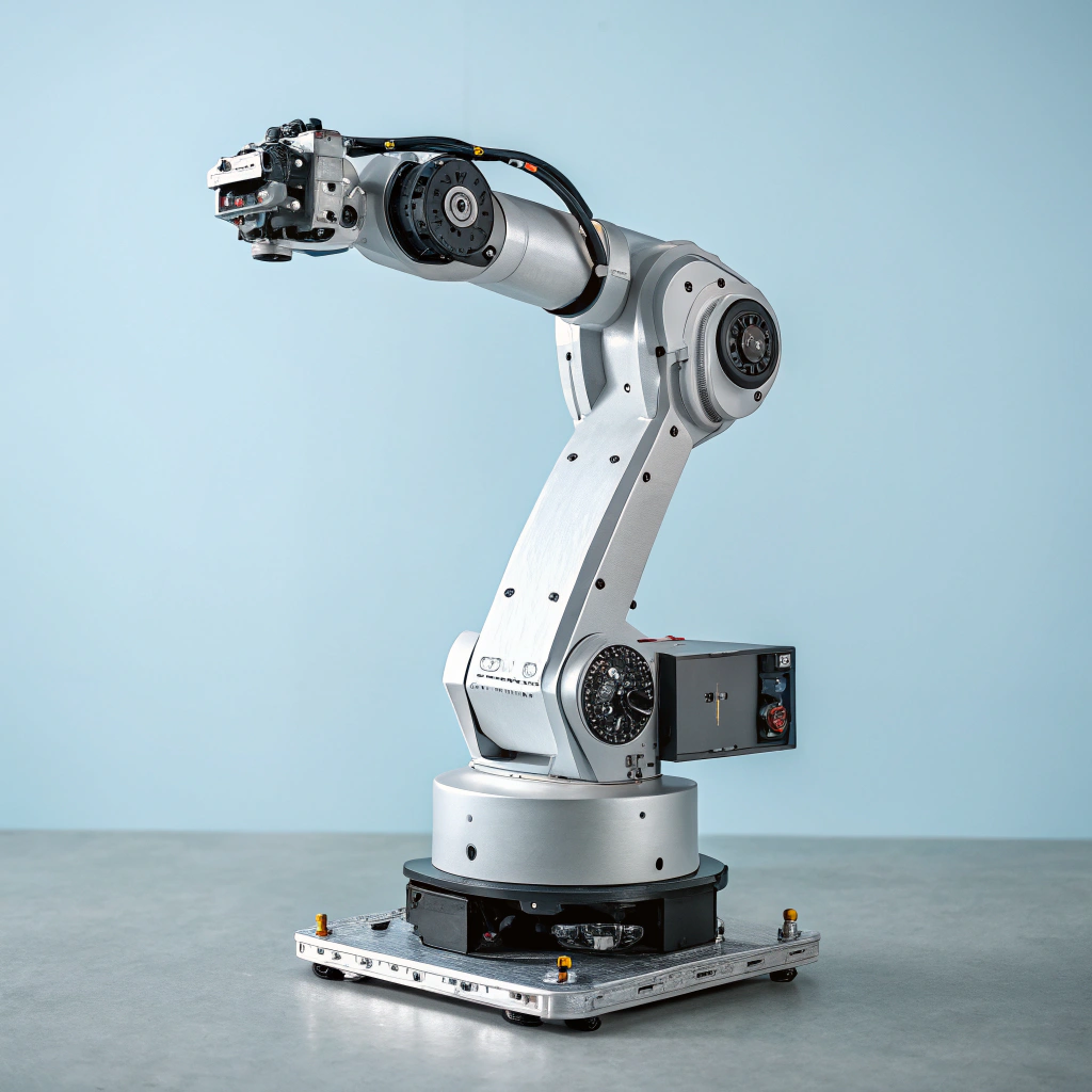 Industriel robotarm integreret med PLC styring